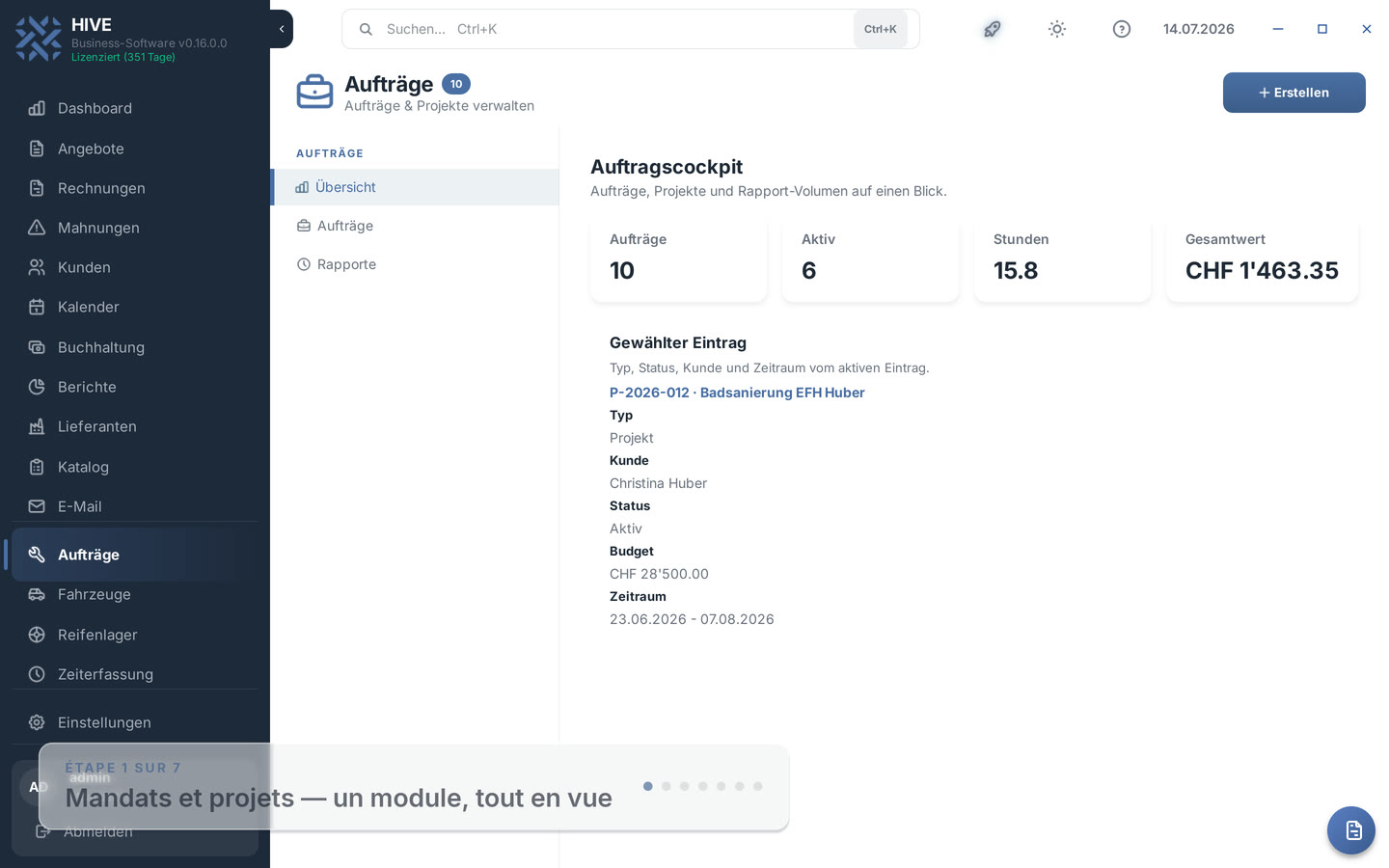 Mandats et projets sous contrôle